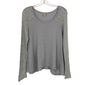 Lucky Brand Gray Waffle Weave Top